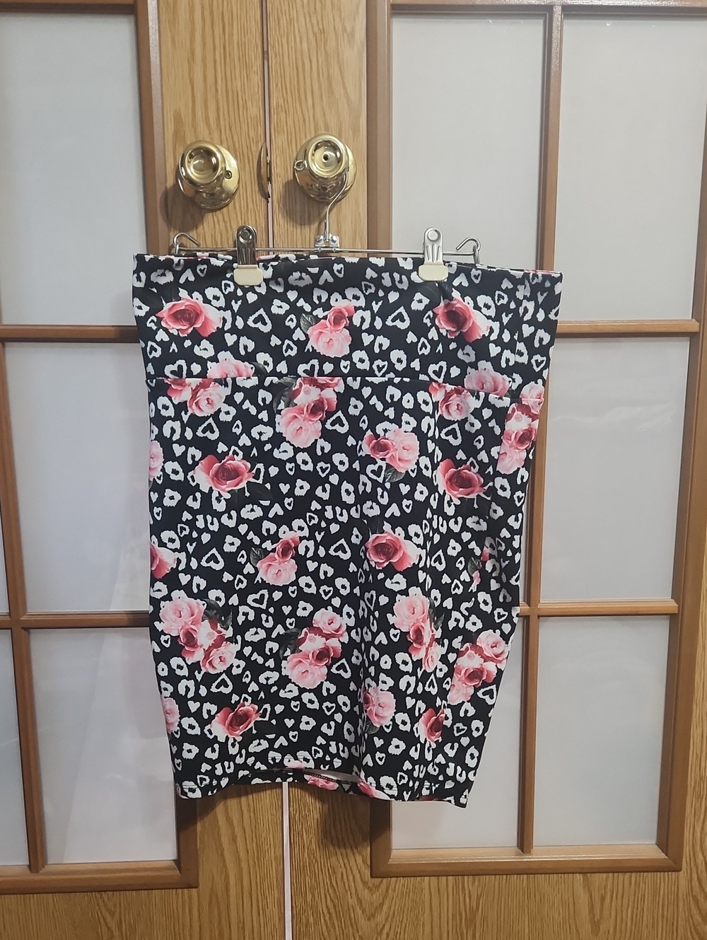 Torrid Size 12 Floral Animal Print Mini Scuba Skirt, Black, White, Pink